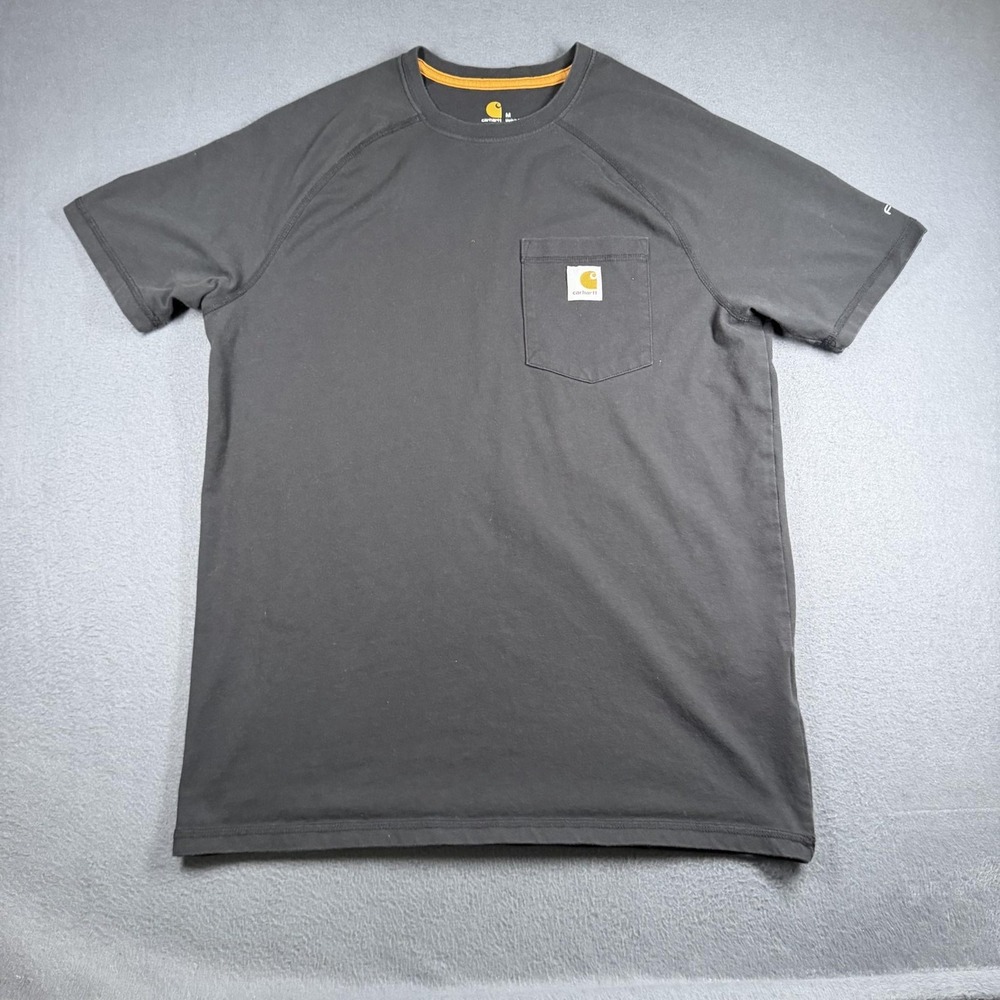 Carhartt Shirt Mens Medium Black Force Relaxed Fit Pocket Tee Logo Tagless